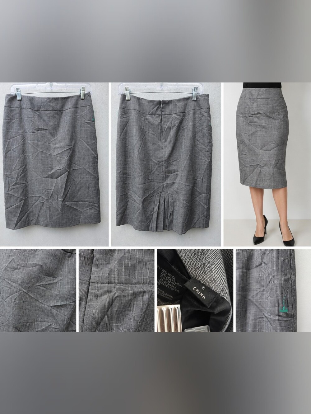 Women’s Gray Plaid Printed Skirt – Size 6